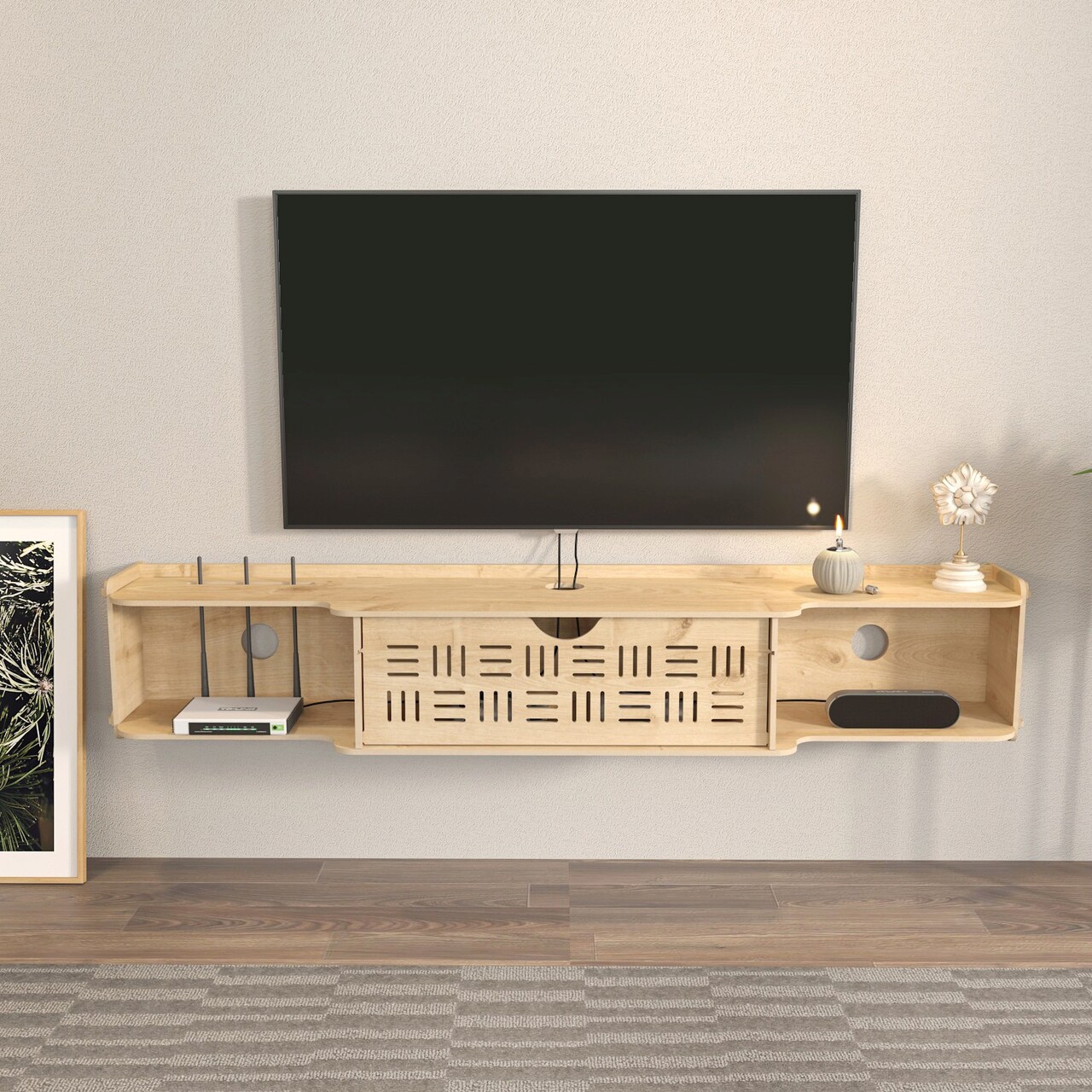 Comoda TV, Hanah Home, Pare, 140x25x25 cm, Stejar - imagine 7
